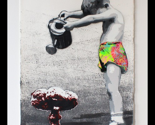 kurar-Somebody to save People 7-8 original all hand made stencil on paper 300G 55x76